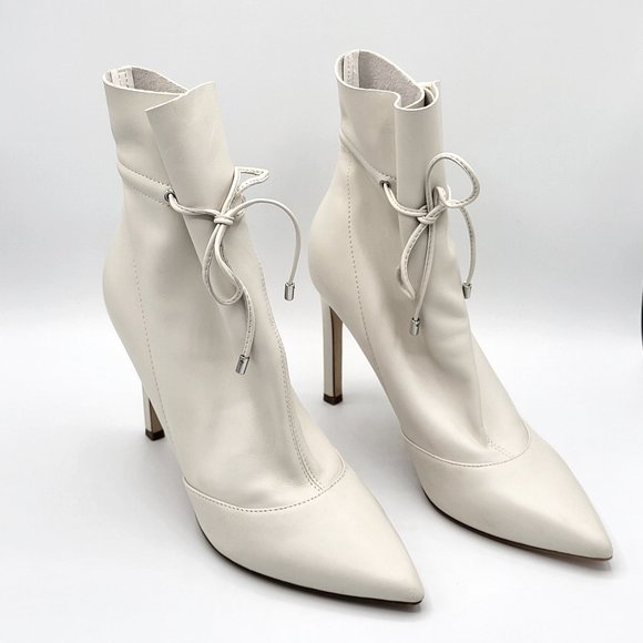 Nine West Shoes - Nine West TIRZAH White Leather Pointed Toe Dress Boots SZ 8.5